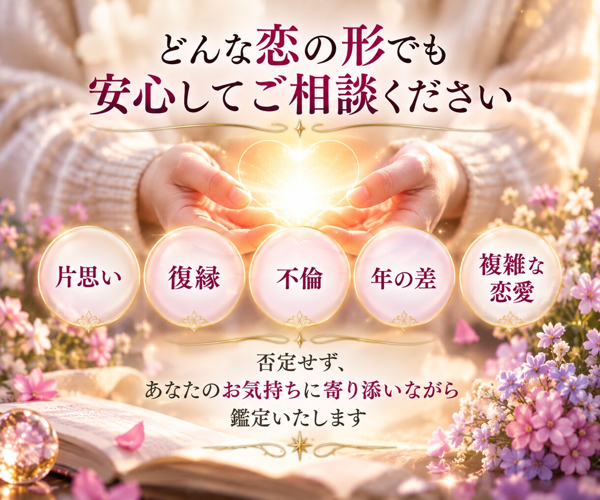 生年月日不要。二人の未来とお相手の気持ちを占います 鑑定歴47年、恋の行方とご縁を丁寧に読み解きます イメージ5