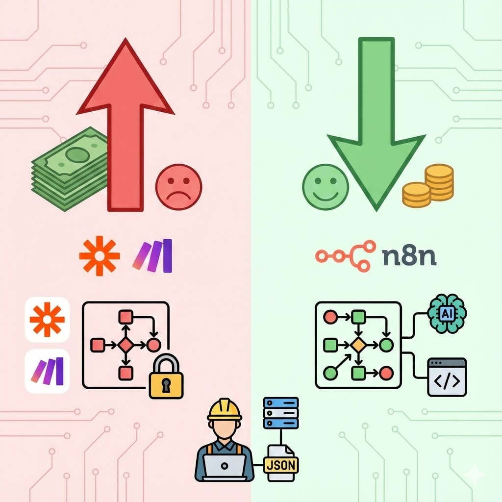 n8nでコスト激減＆複雑なAI自動化を構築します 現役エンジニアが、制限のない高度なフローを構築します。 イメージ1