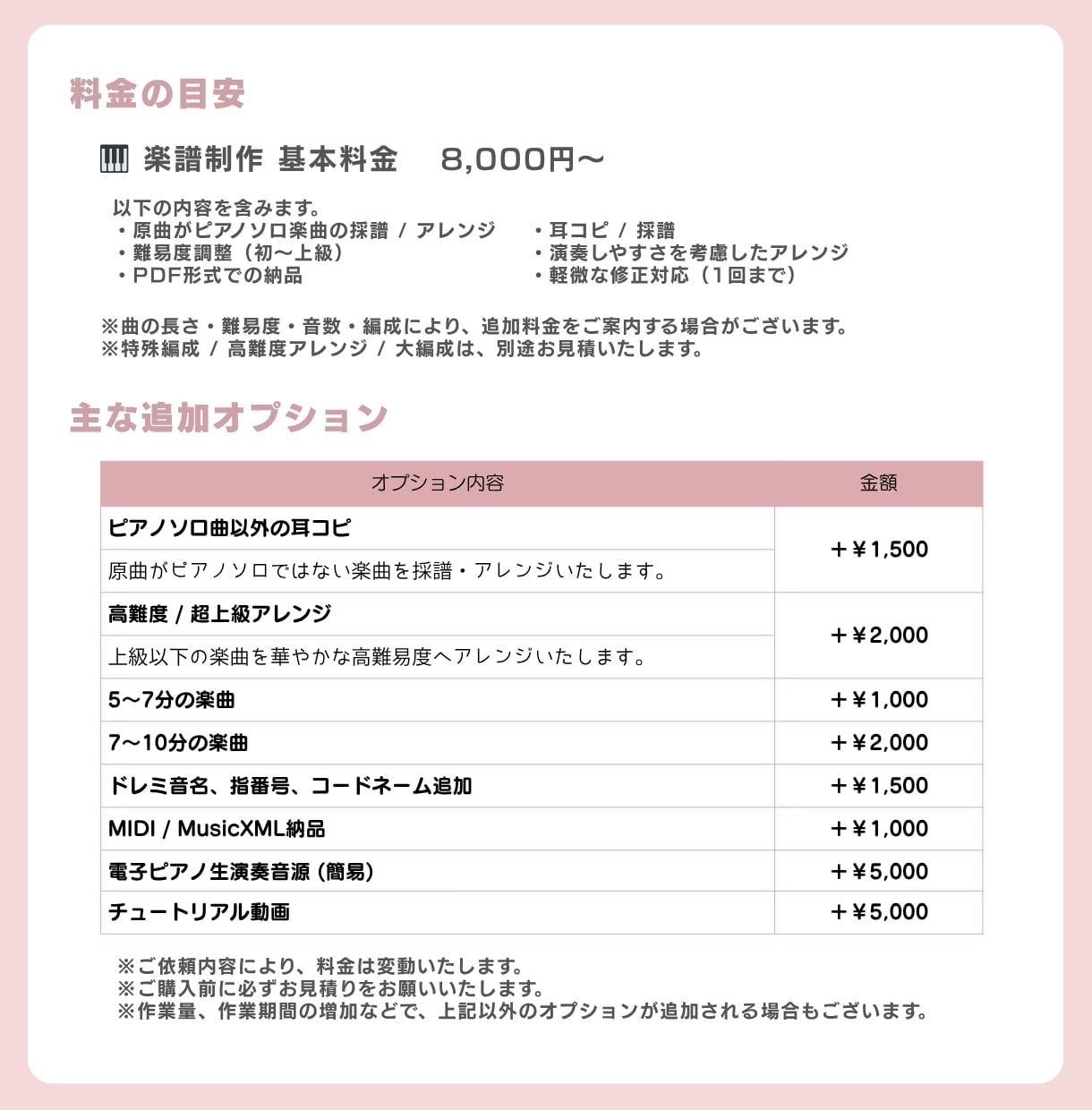 音大作曲科卒がどんな曲でもピアノ楽譜作成します 耳コピ、アレンジなど、あなただけのピアノ楽譜をお作りします♪ イメージ2
