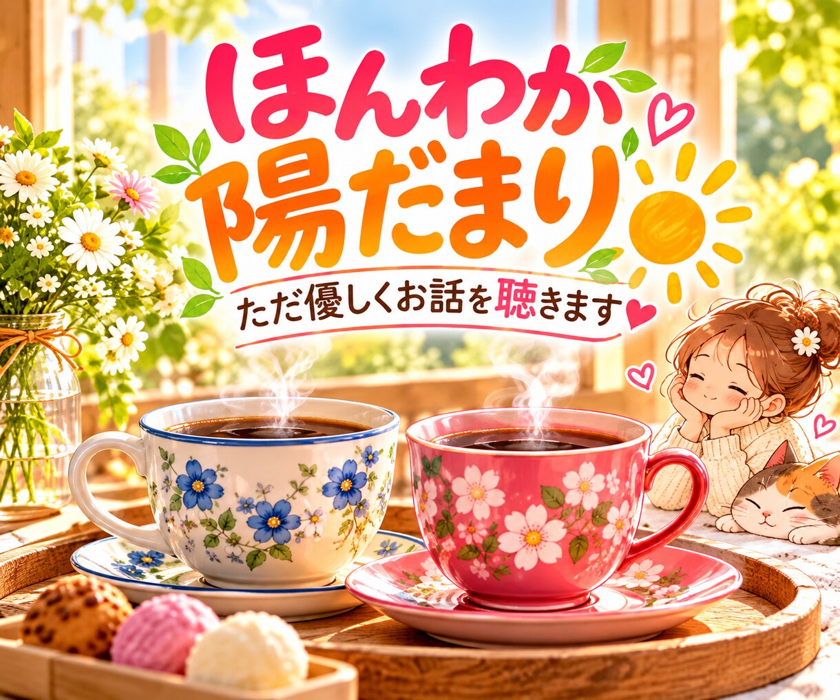 ほんわか陽だまり☀️ただ優しくお話を聴きます ☕寂しい時も何もない時も☘️3分だけ・雑談も大歓迎☕✨️ イメージ1