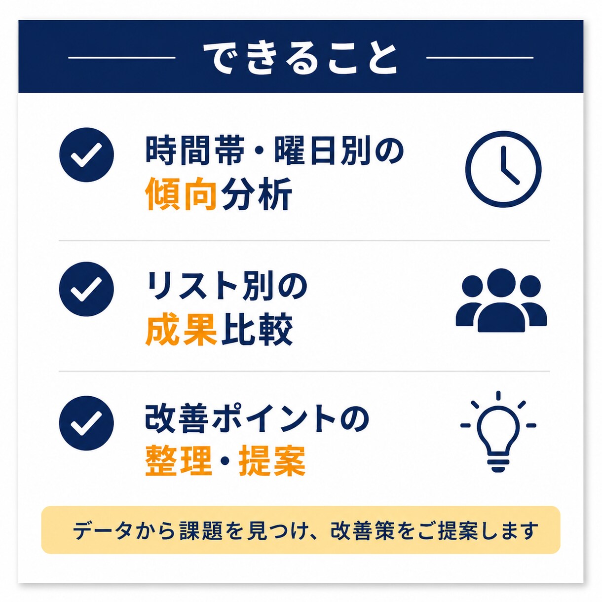 架電データを分析し改善点を出します データから改善点を見える化します イメージ2