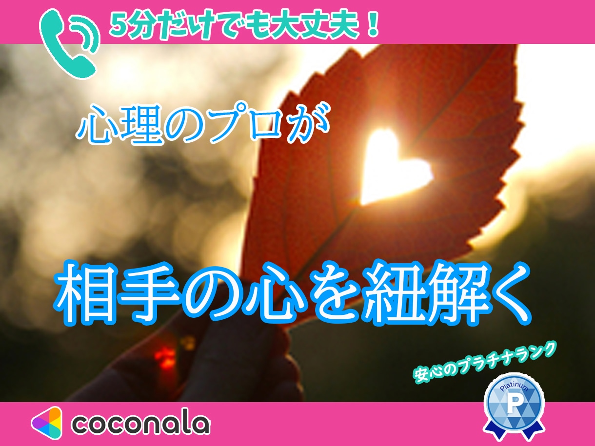 心理のプロが彼・彼女の心を紐解きます 相手の考えていることがわからないあなたへ イメージ1