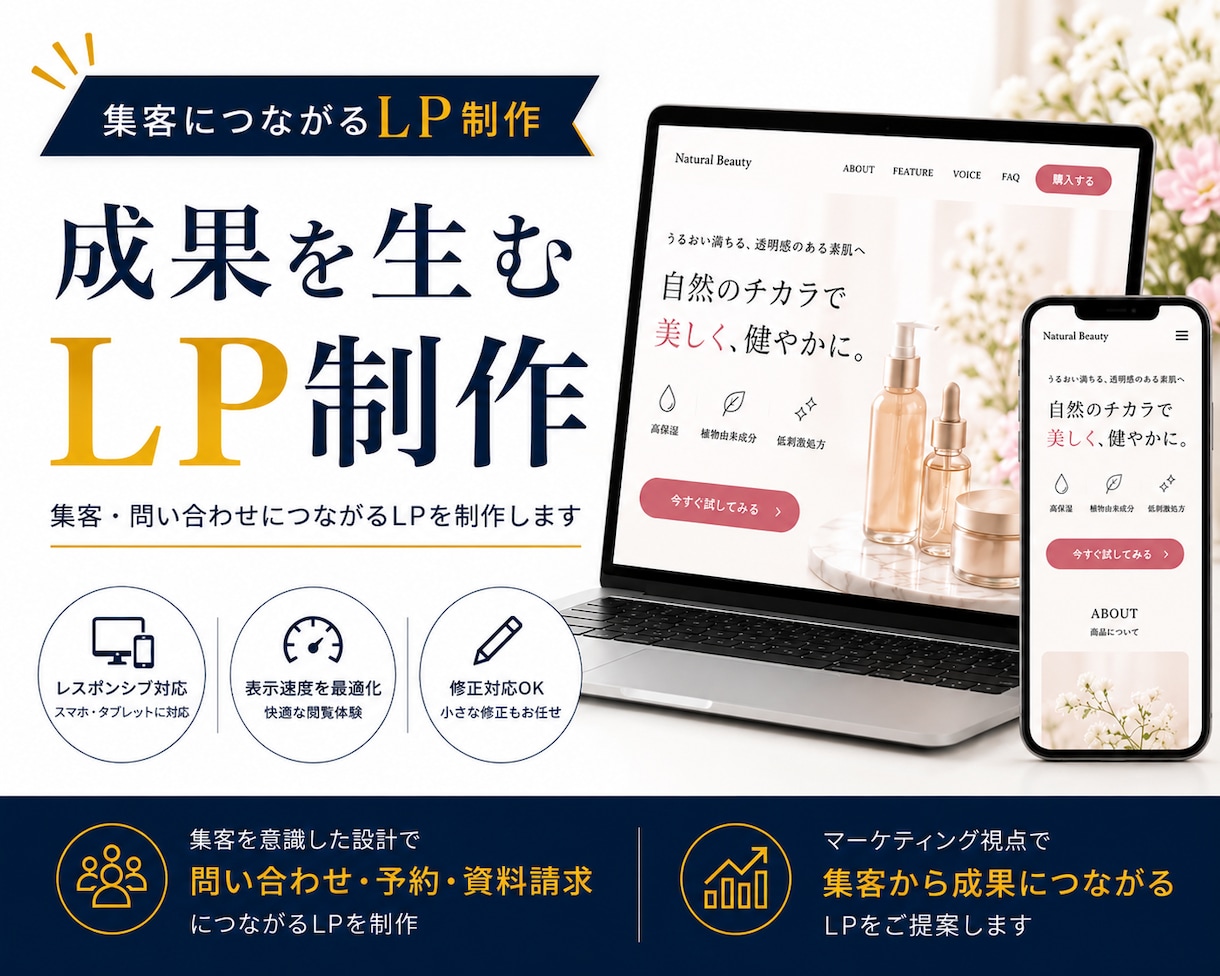 成果につながる高品質LPを制作します ターゲットに響く導線設計で集客をサポート イメージ1