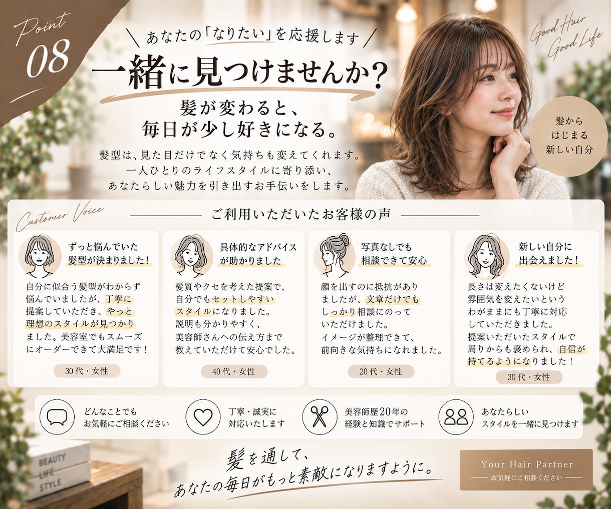 美容師歴20年｜あなたに似合う髪型を一緒に考えます 美容室でうまく伝えられない方◎プロ目線でアドバイスします イメージ8