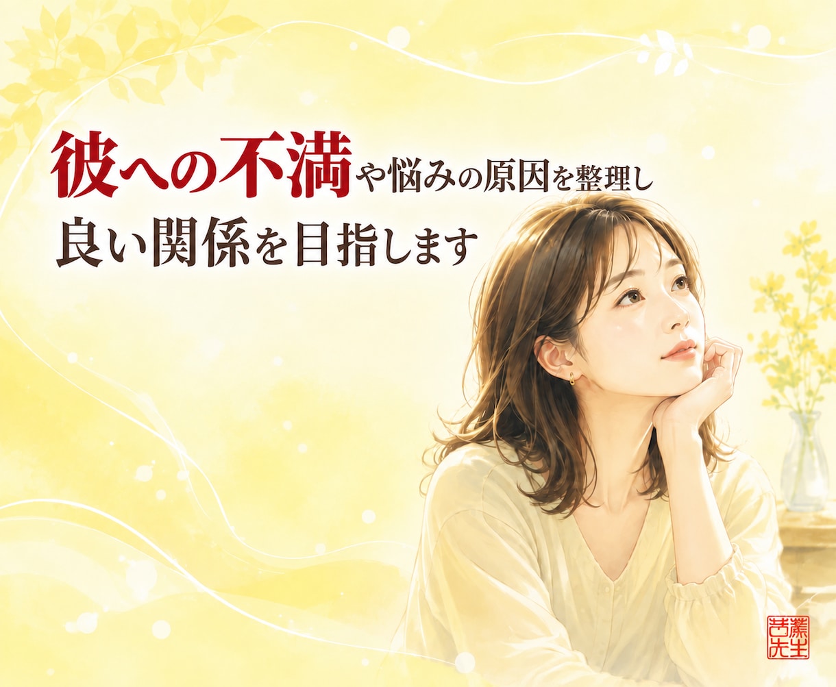 彼への不満や悩みの原因を整理し良い関係を目指します 不満は本音のサイン。素直な気持ちを一緒に探します イメージ1