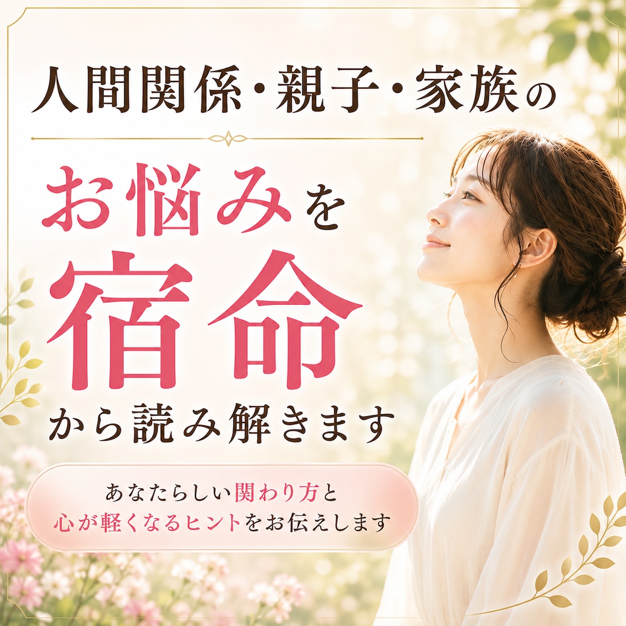 人間関係・親子・家族のお悩みを宿命から読み解きます あなたらしい関わり方と心が軽くなるヒントをお伝えします イメージ1