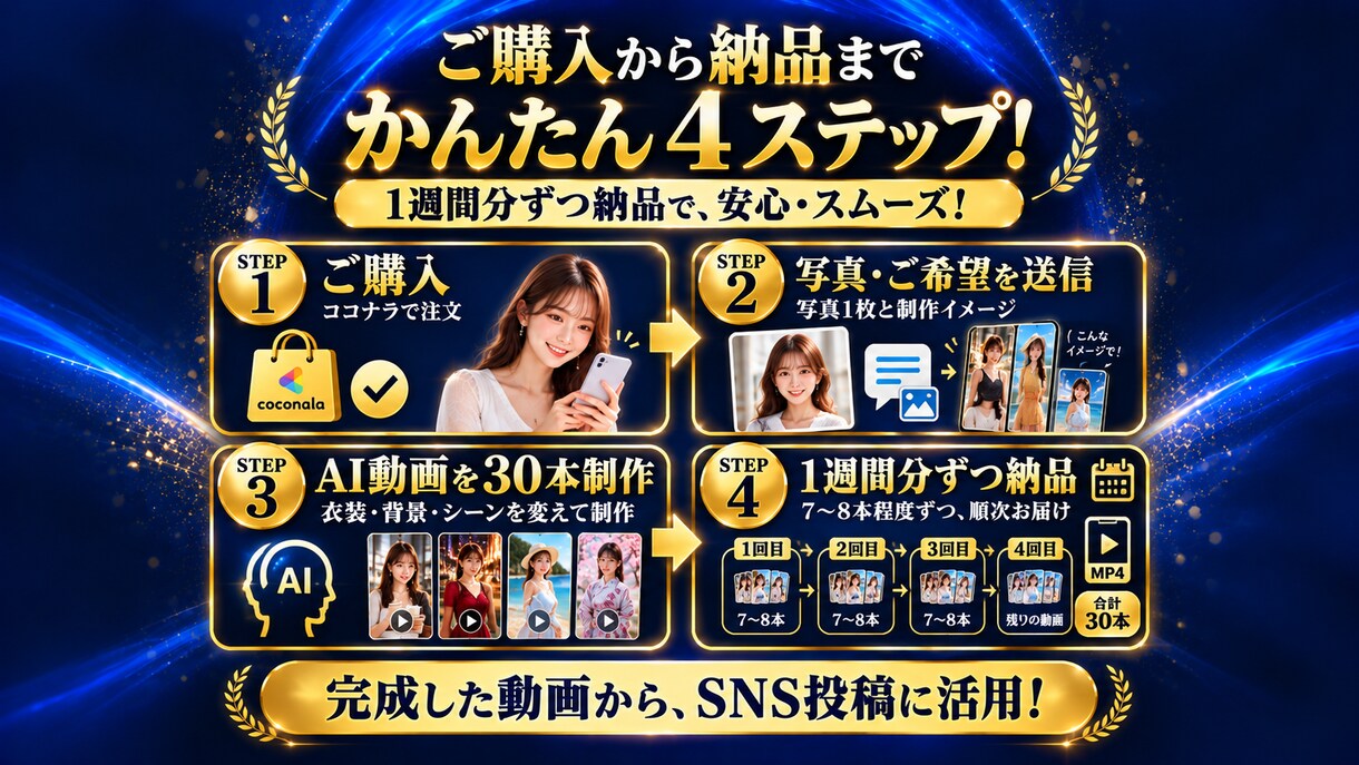 顔写真1枚からAIリール動画30本を制作します 1ヶ月分のSNS投稿動画！30本15,000円 イメージ7