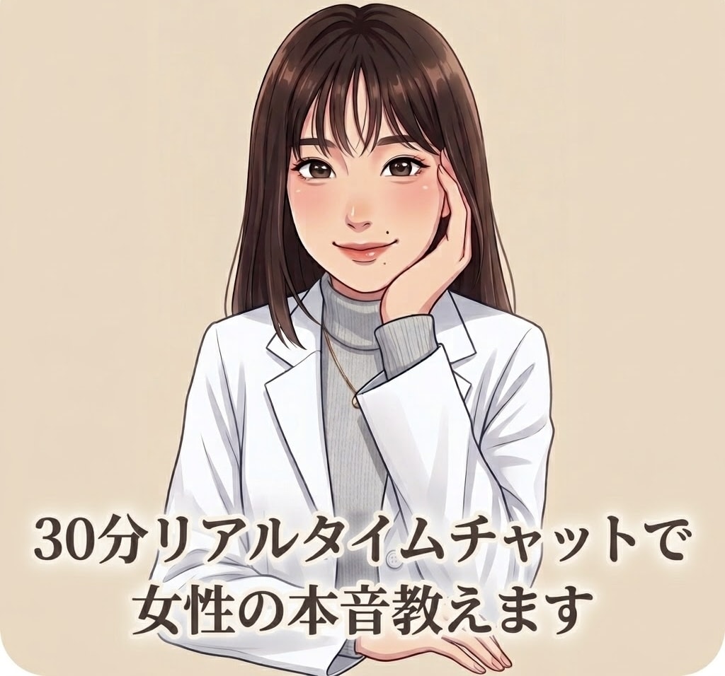 男性限定お悩み相談！チャットで女性の本音を教えます どんな話題でもOK！30分話し放題リアルタイムチャット イメージ1