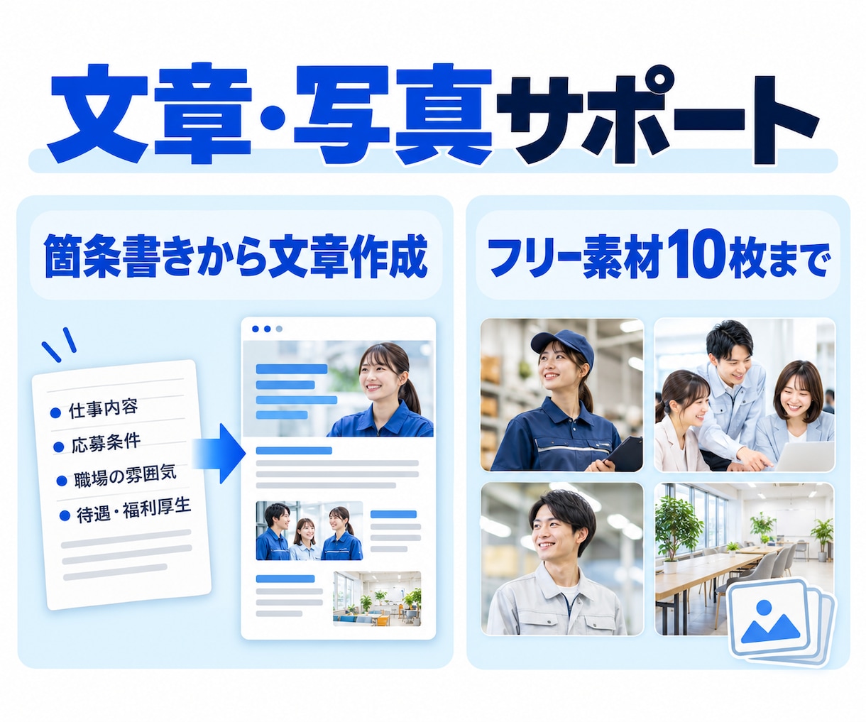 求人メディアと連携できる採用LPを制作します 1分野に絞って仕事内容と応募特典を伝えます イメージ5