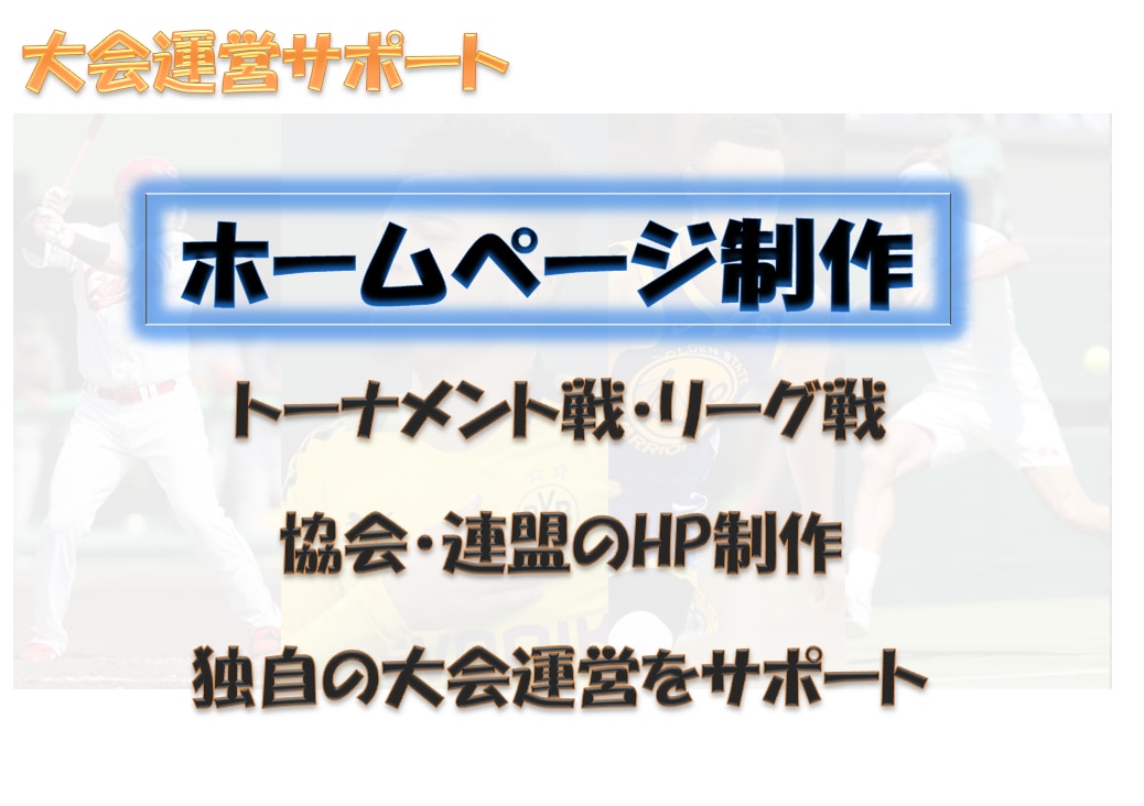 協会・連盟・オープン大会専用のHPを作成します 各大会のご発展に協力いたします。 イメージ1