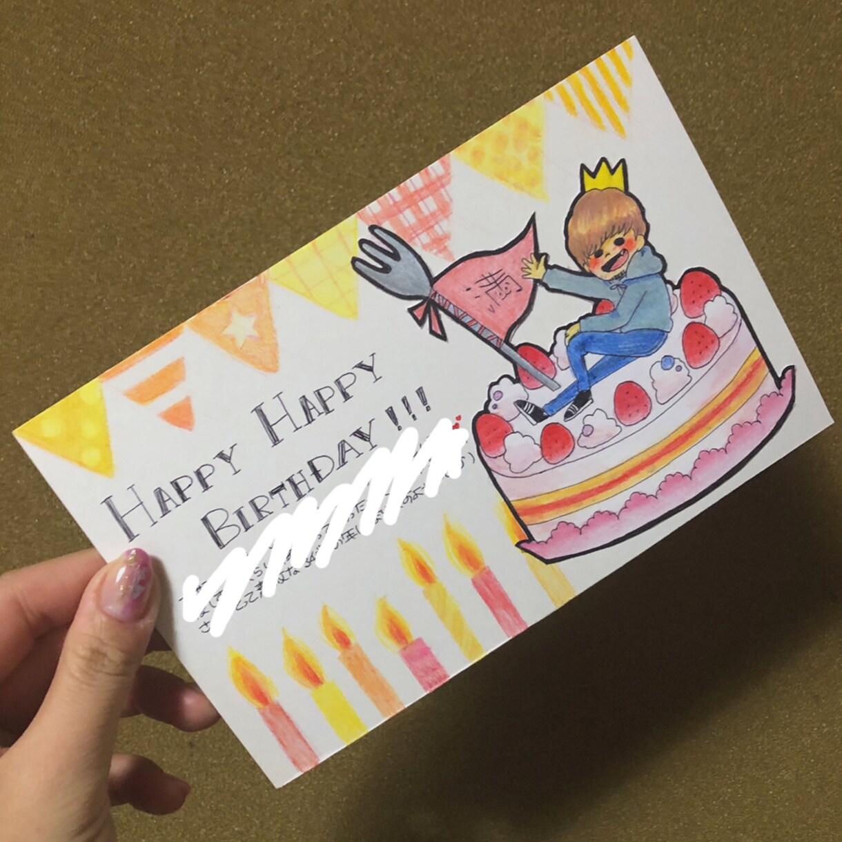 可愛いバースデーカード書きます 贈り物に、そっくり＜雰囲気な似顔絵付きのバースデーカードを！ イメージ1