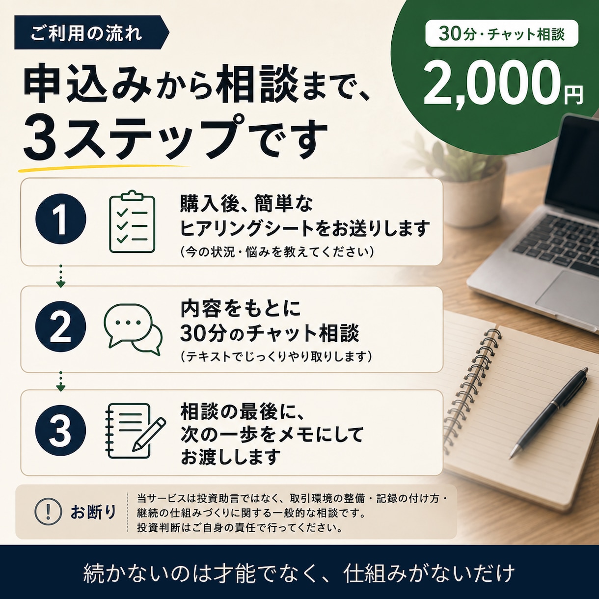 モニター募集：FXに関するあらゆる相談に乗ります 「稼ぎ方」より先に、「続け方」を整えませんか イメージ2