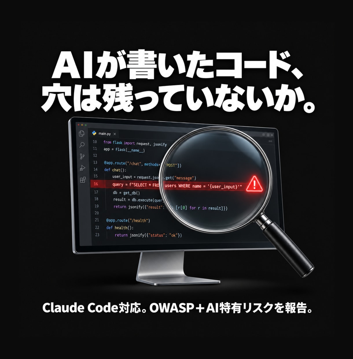AIが書いたコードの脆弱性を診断します Claude Code対応。OWASP+AI特有リスクを報告 イメージ1