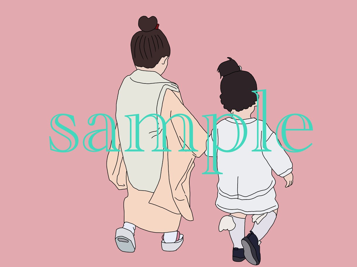 お好きなお写真をシンプルで可愛いイラストにします 最安値★家族や恋人との記念写真を思い出深い一枚に★ イメージ4