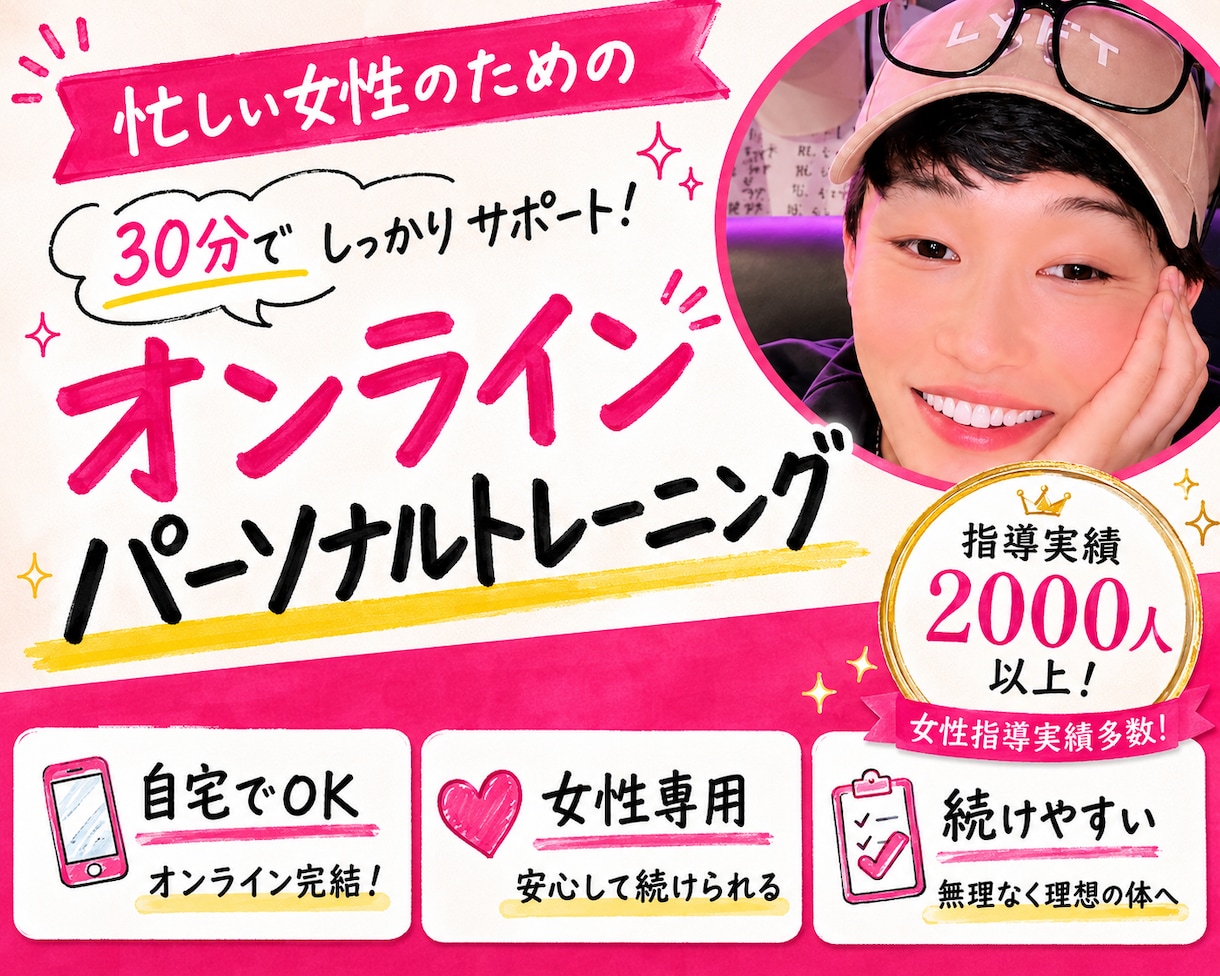 パーソナルトレーナーがオンラインレッスン致します 現役トレーナーが「今のあなたに必要なトレーニング」を提供 イメージ1