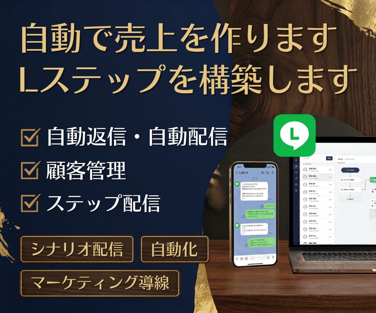 自動で売上を作ります。Ｌステップを構築します 24時間365日、あなたの代わりにLINEが接客と販売を代行 イメージ1