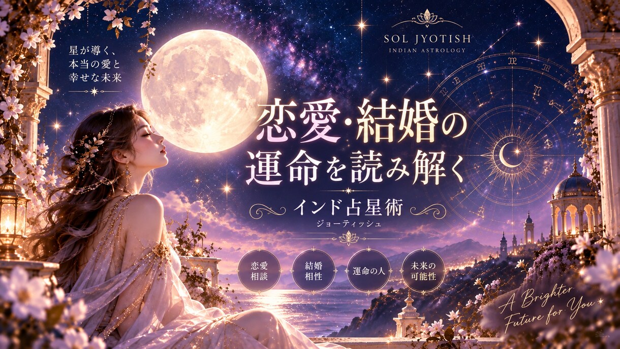 この人が運命の人？インド占星術で恋愛・結婚を読ます 運命の人・結婚・相性・恋愛の未来を丁寧に鑑定します イメージ1