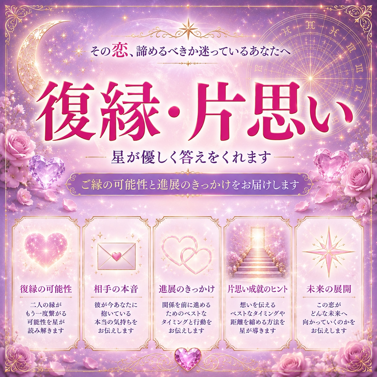 即日対応！西洋占星術のワンコイン鑑定します 恋愛・お仕事・金運・人間関係などのお悩みを占います。 イメージ3