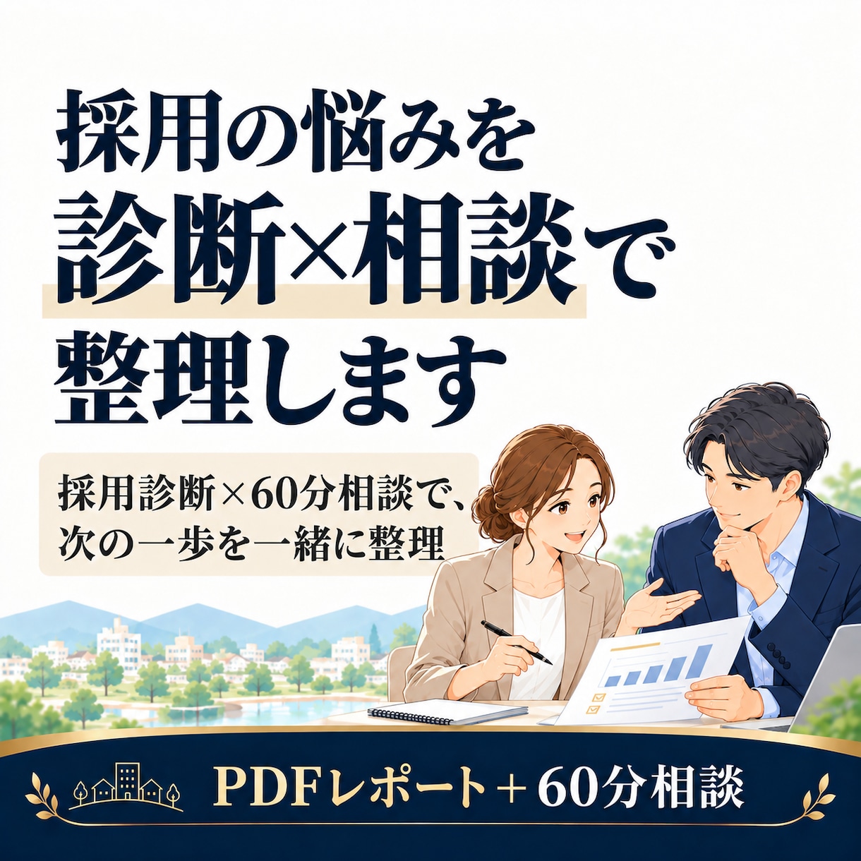 採用の悩みを診断×相談で整理します 採用診断×60分相談で、次の一歩を一緒に整理 イメージ1