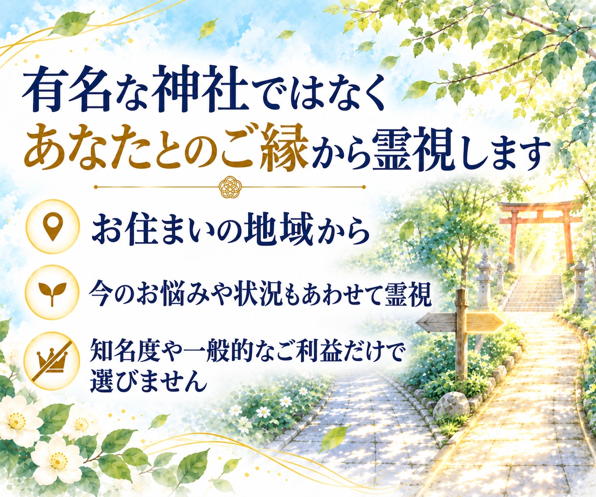今のあなたにご縁のある神社と神様を霊視で鑑定します お住まいの地域から、今のあなたとご縁のある神社を読み解きます イメージ4