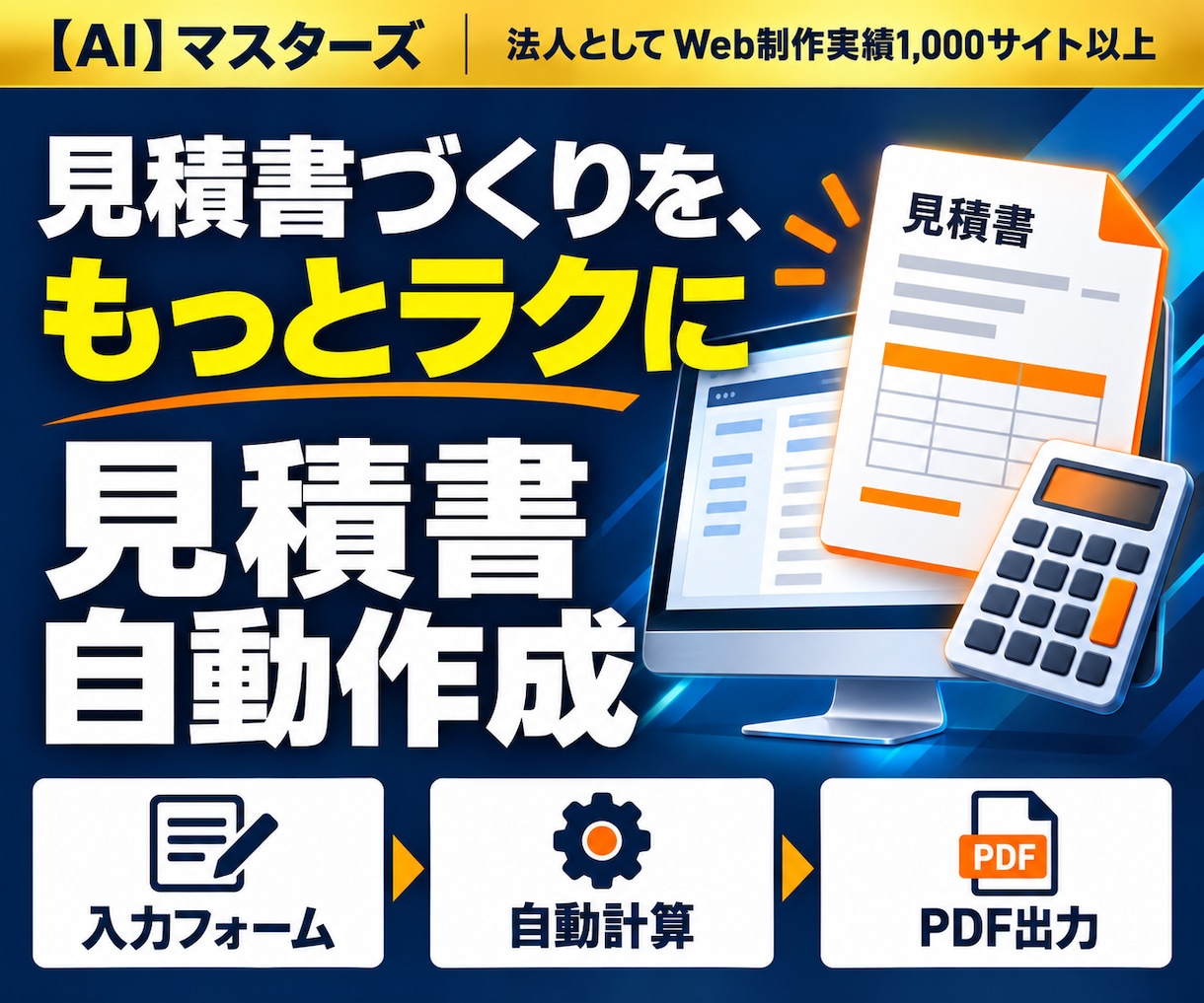 入力から見積書PDF作成まで自動化します 単価表・計算ルールに合わせた専用ツールを構築 イメージ1