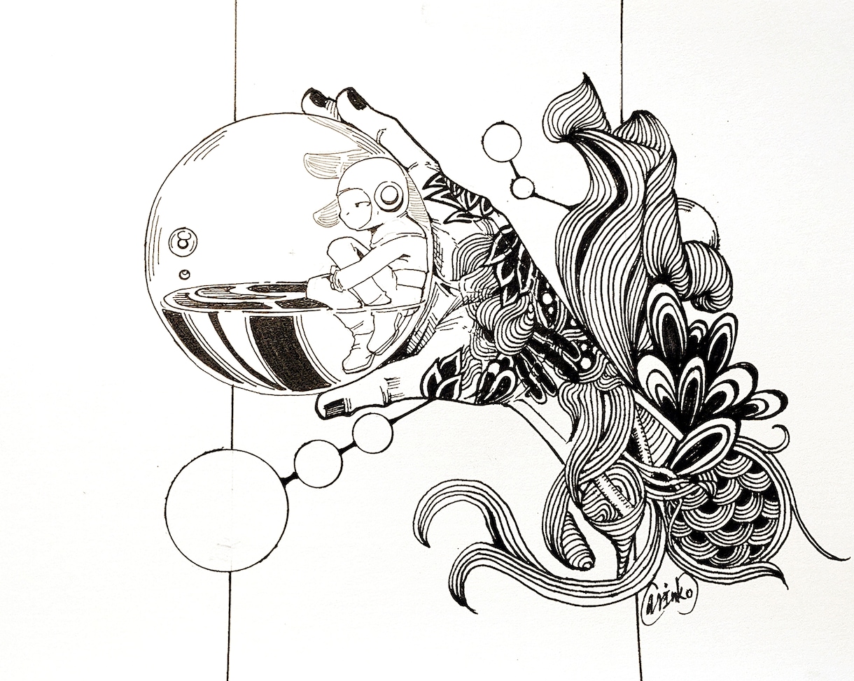 インテリアに使えます オリジナルイラスト作品【どこから入ったの？】 イメージ1