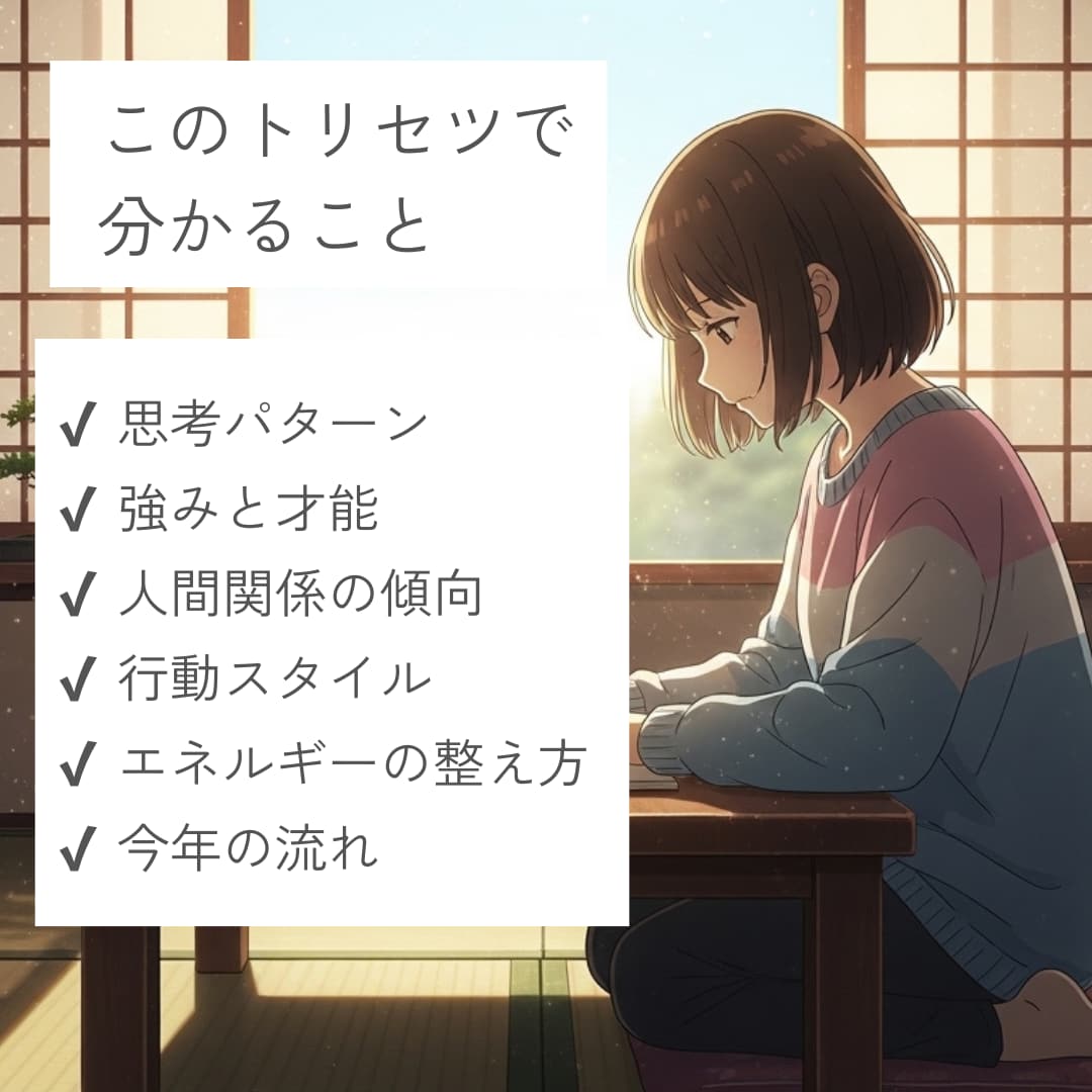 生年月日からあなたの取扱説明書を作成します 自分を知るだけで終わらない。 思考・強み・行動タイプを言語化 イメージ2