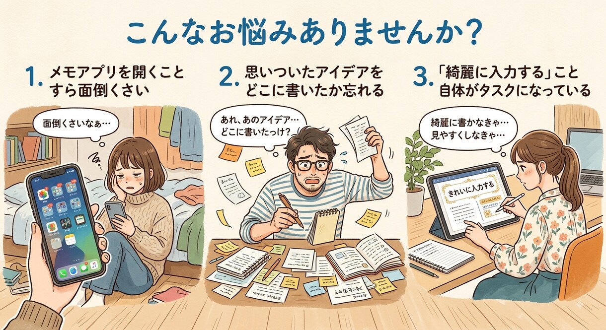 LINEのメモをAIがタスクや資料に整理します 「整理する」を手放す。思考のゴミ箱から自動生成。 イメージ2