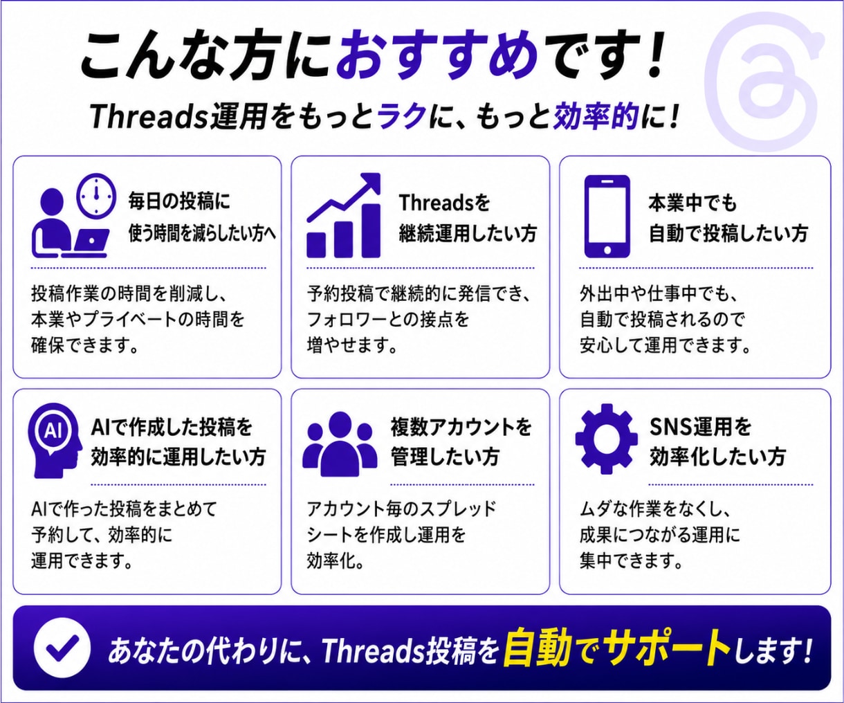 Threads（スレッズ）予約投稿ツール提供します 毎日のThreads投稿を予約して自動化｜複数垢OK！ イメージ2