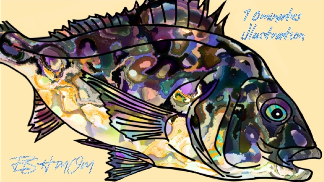 釣り好きの方♪釣れた魚を超カラフルに描きます 6月♡リニューアル出品(*'ω'*)インテリア等にどうぞ♬ イメージ4