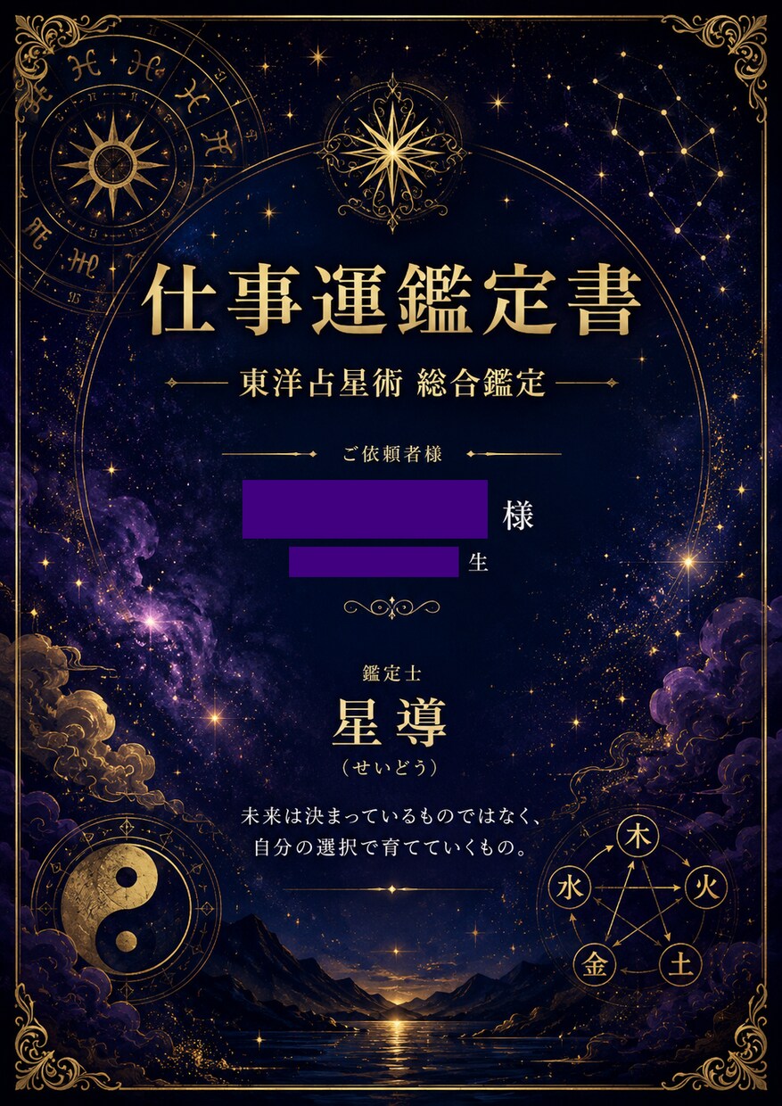 鑑定書付き☆総合運☆あなたの運命を鑑定します 東洋占星術×西洋占星術×姓名判断　総合運（仕事・金・恋愛） イメージ3