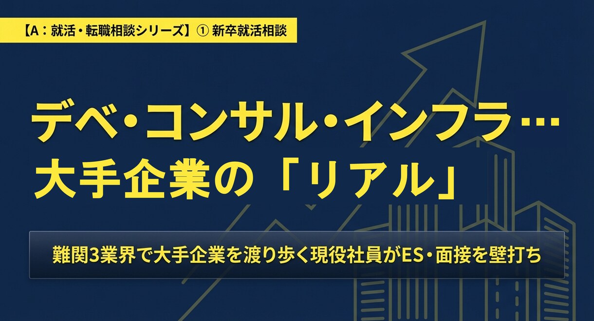 大手企業への新卒就活の相談に乗ります 3業界大手を渡り歩く戦略コンサル出身者がリアルな助言をお届け イメージ1