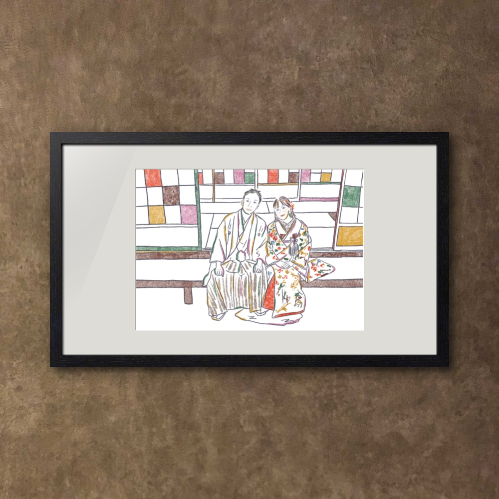 A3印刷可！カラフル線画でウェルカムボード描きます 修正無制限！目を引くウェディングイラストで素敵な結婚式に♡ イメージ8