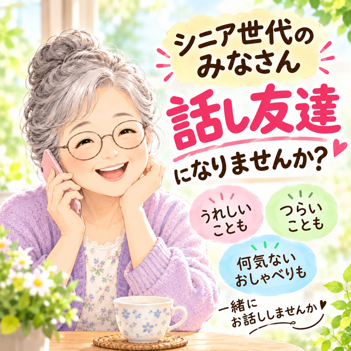 シニア世代の方、気軽におしゃべりできます 同世代だからこそ、分かり合えるおしゃべりをしましょう！ イメージ1