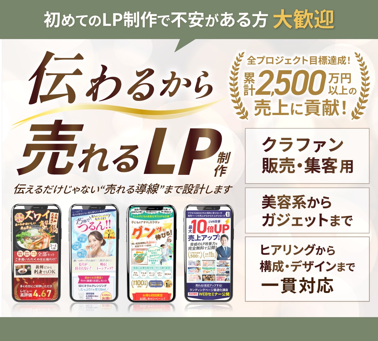 伝わるから売れるLP、制作します 丁寧×成果重視。"伝わる"だけでなく"動かす"LPを。 イメージ1