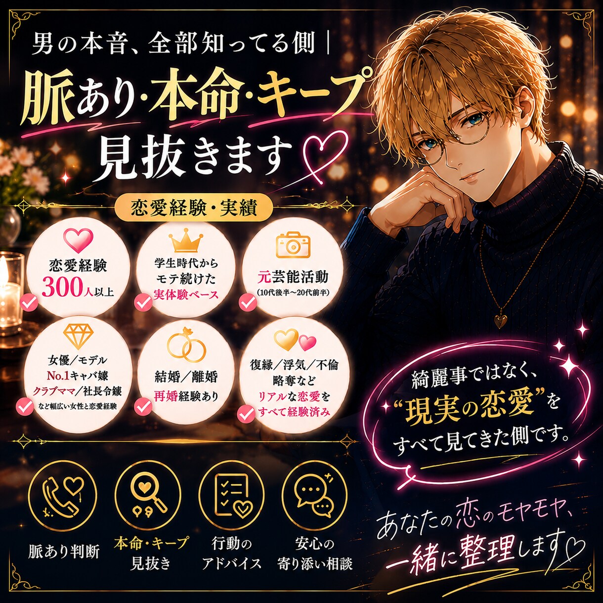 特別価格★その行動、脈あり？男の本音で判断します 本命かキープか、男目線でハッキリ見抜きます イメージ7