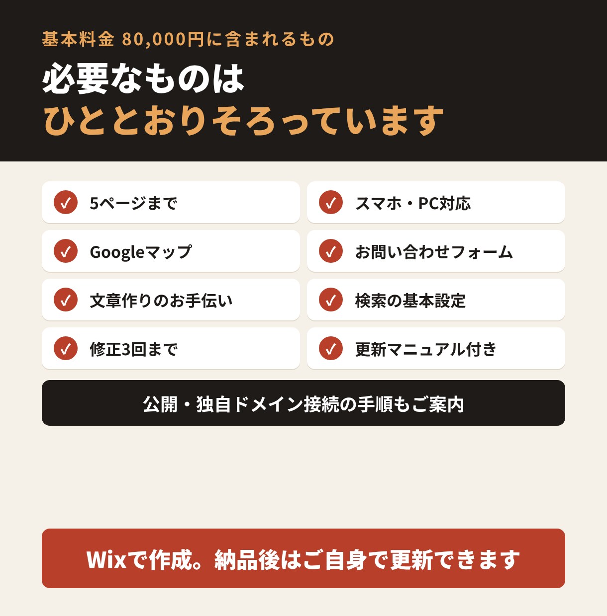 丸投げOK！集客を意識したHPを作りますます Wixで作成｜スマホ対応・5ページ・文章作りもお任せ イメージ4