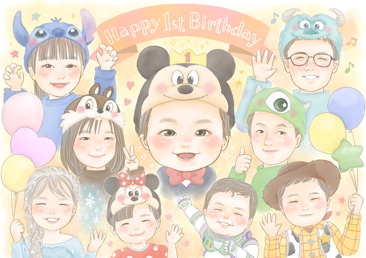 デジタルで6名〜優しい水彩風の似顔絵描きます 手描きのようにあたたかい、もらって嬉しい似顔絵 イメージ4