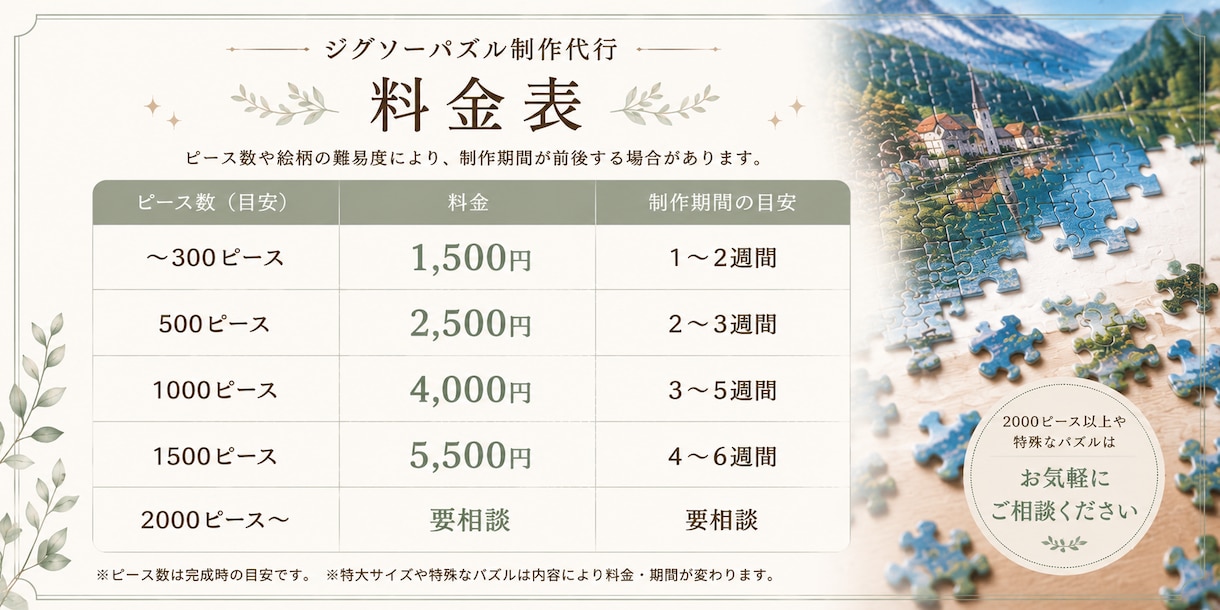 パズル作成代行します パズルを飾りたいけど時間が無い。そんなあなたの力になります！ イメージ2