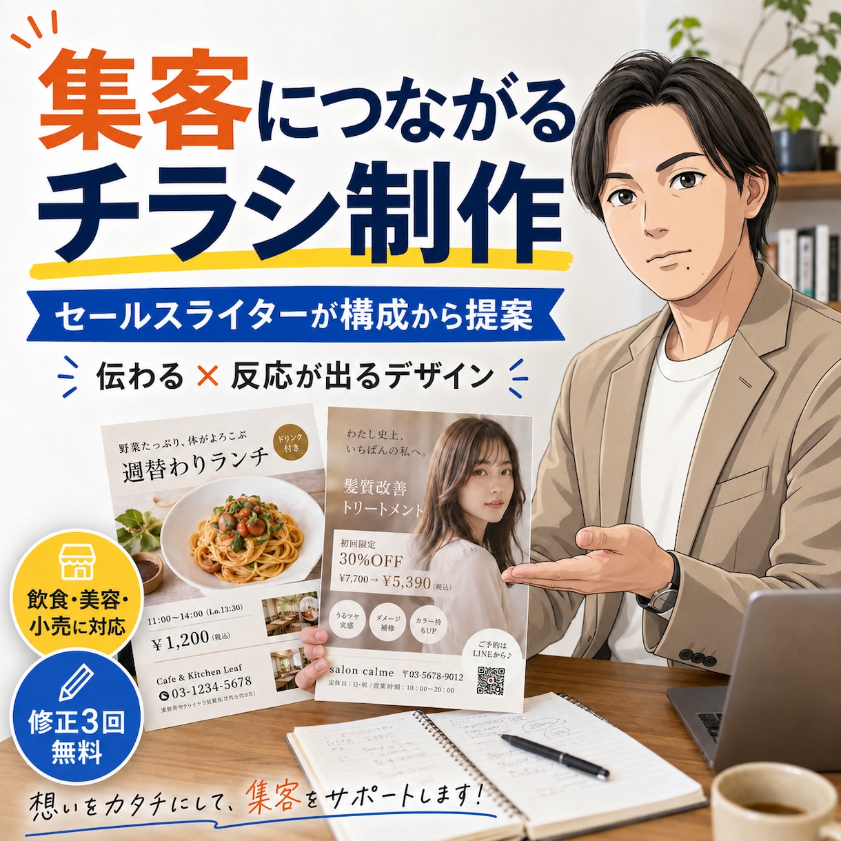 集客とデザインを両立したチラシ制作します セールスライターが集客・販促に繋がるデザインをご提案！ イメージ1