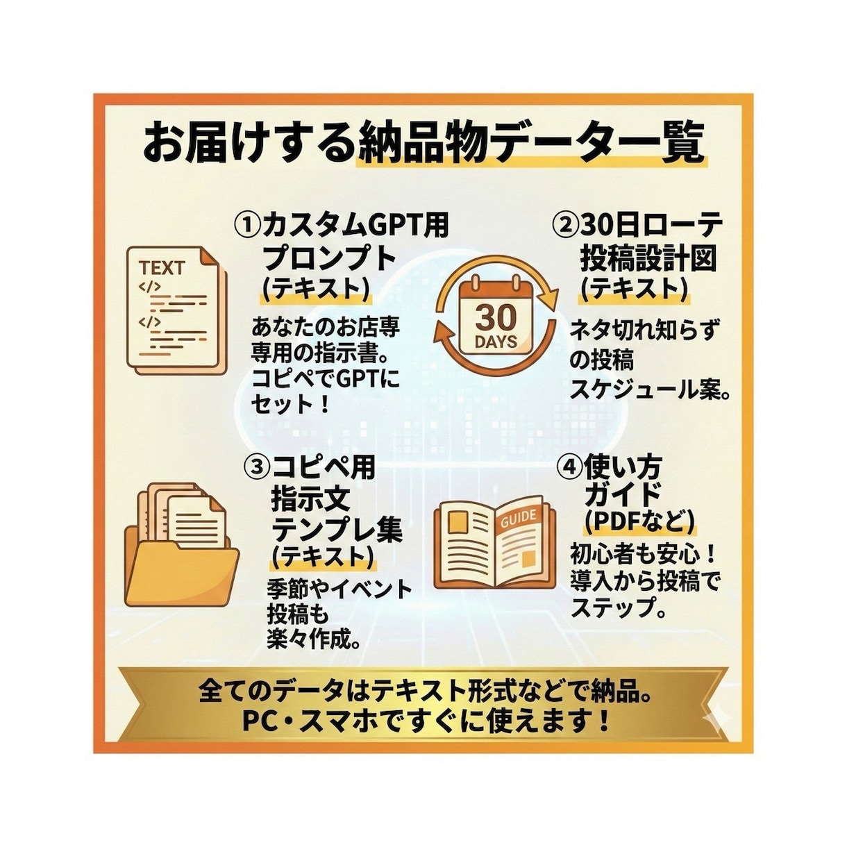 インスタ投稿が続く飲食店用GPT作成します Instagramの30日分ネタと台本を自動生成☆ イメージ3