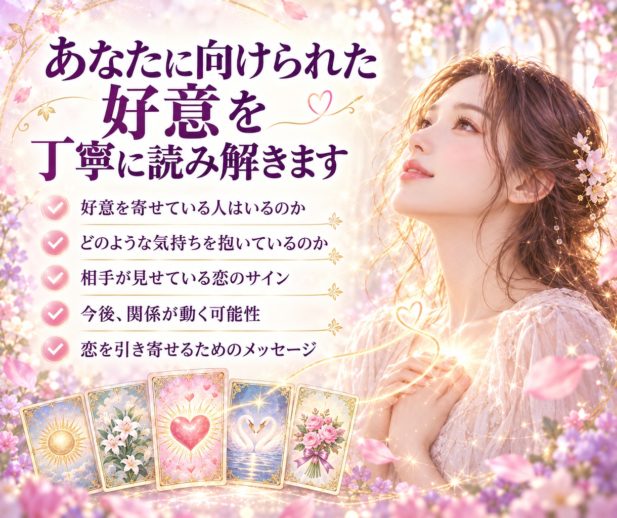 今あなたを好きな人の有無と特徴を占います 好意の有無・相手の特徴・想いを2500文字以上で詳しく鑑定 イメージ4