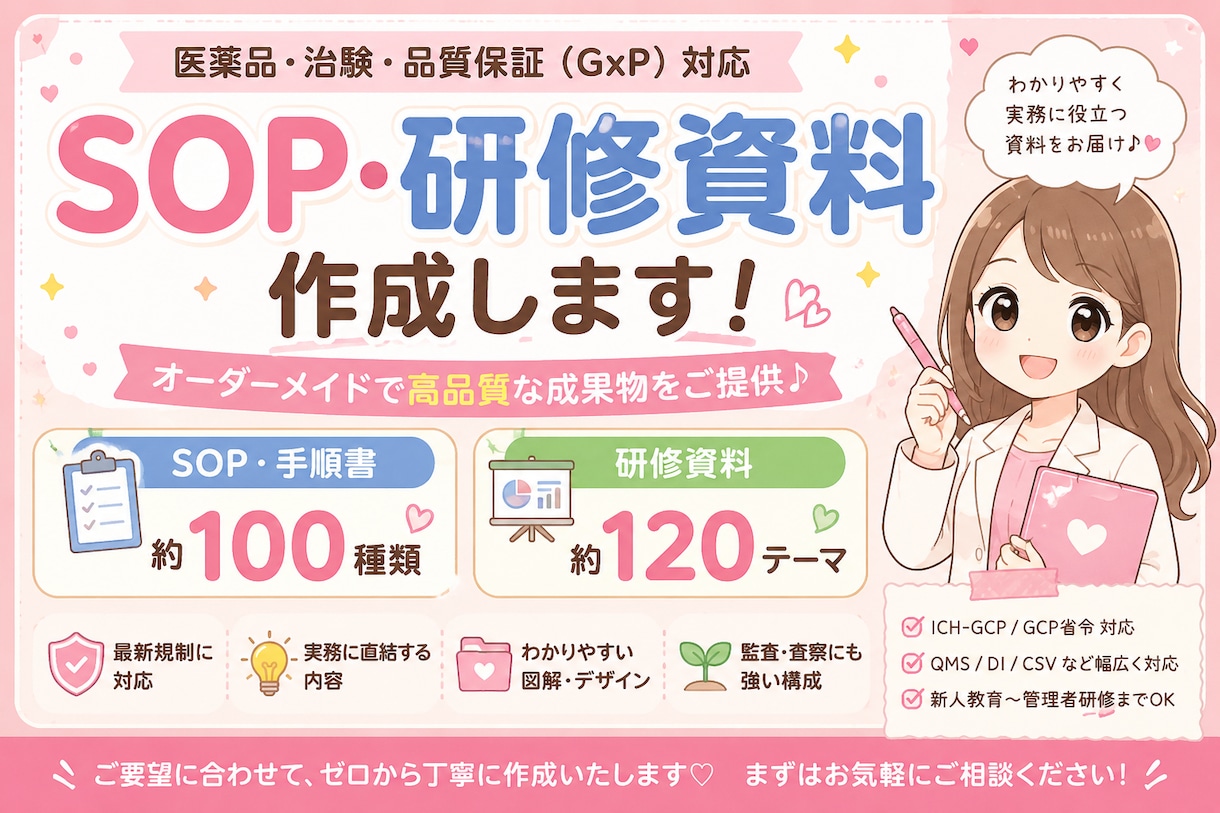 ICH-SOP E6（R3）対応資料作ります 業界最速納品！サムネのSOPなら即納可能！監査耐性あり イメージ1