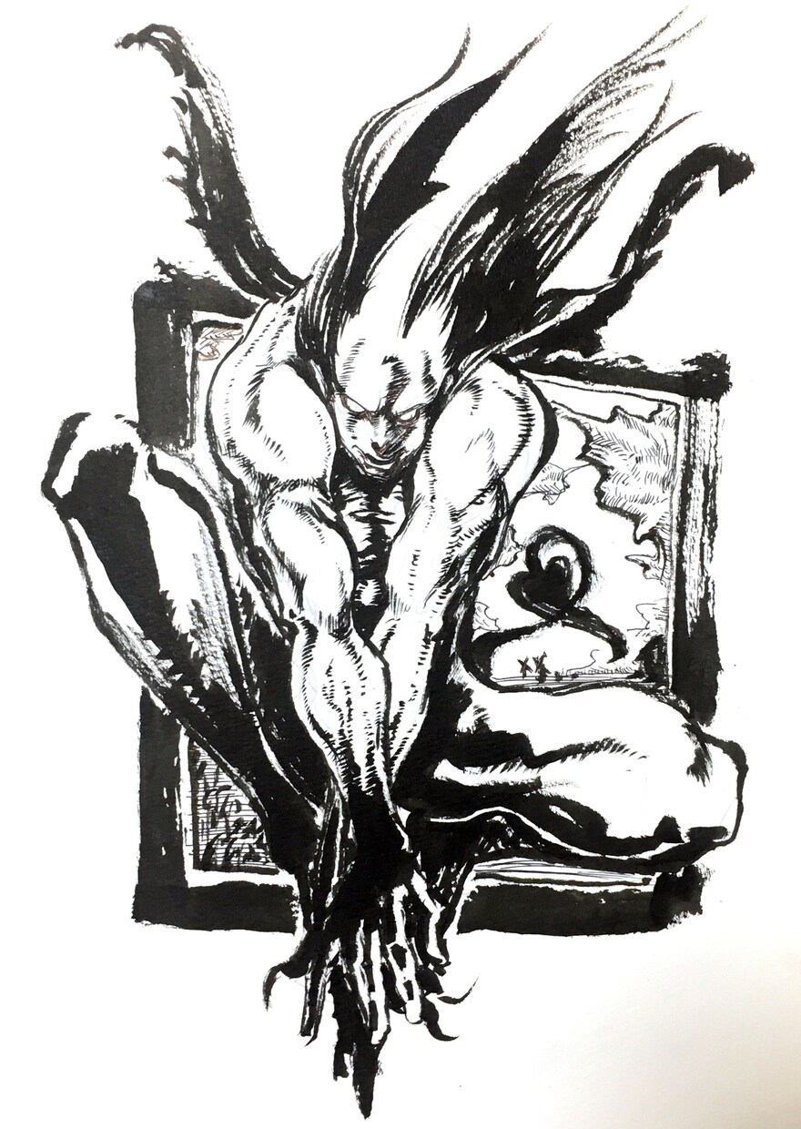 筆ペン又は筆ペン調のなんか絵+αを描きます 某アニメ会社の偉い人に勿体ないくらい面白い絵と評価頂きました イメージ6