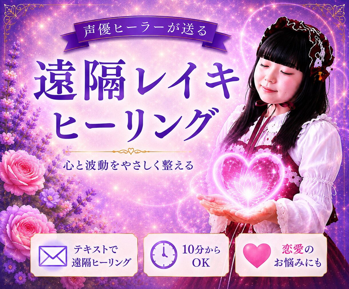 静かな時間をレイキのヒーリングで包みます 恋愛のお悩みにも！レイキの癒しで整う心と波動。10分からOK イメージ1