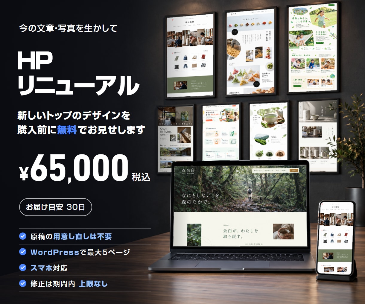 古いホームページを5ページまでリニューアルします 古いサイトを、いまの印象に｜トップを見てから購入 イメージ1