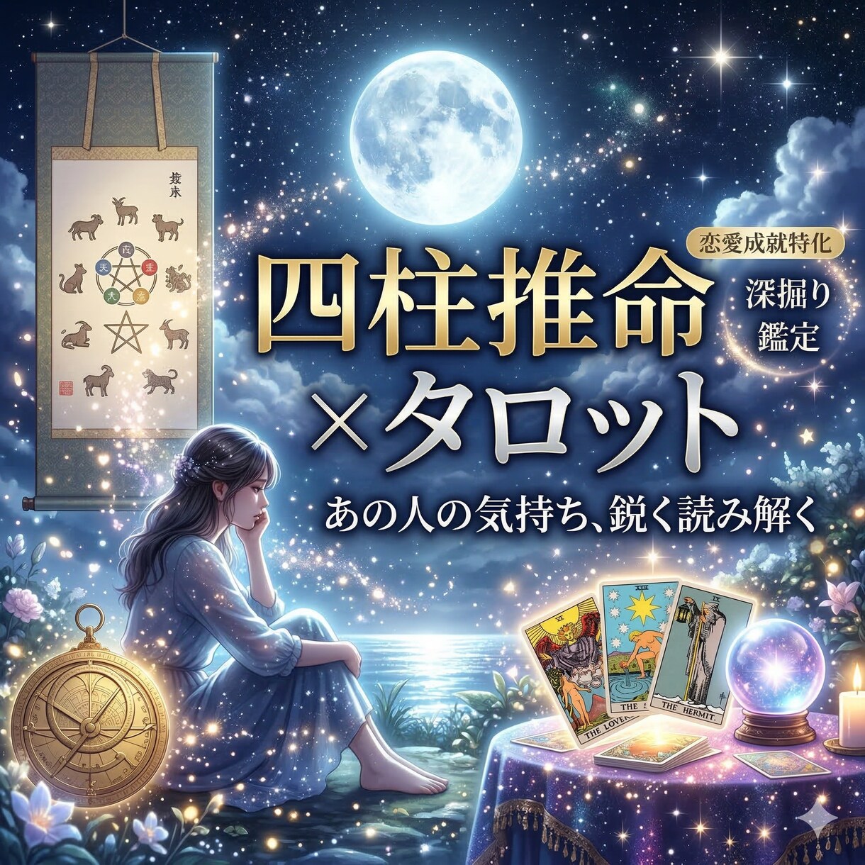 心を丸裸にします◆四柱推命×タロット鑑定します 気持ち、未来、相性が分かる！超深掘り占いで恋を成就 イメージ1