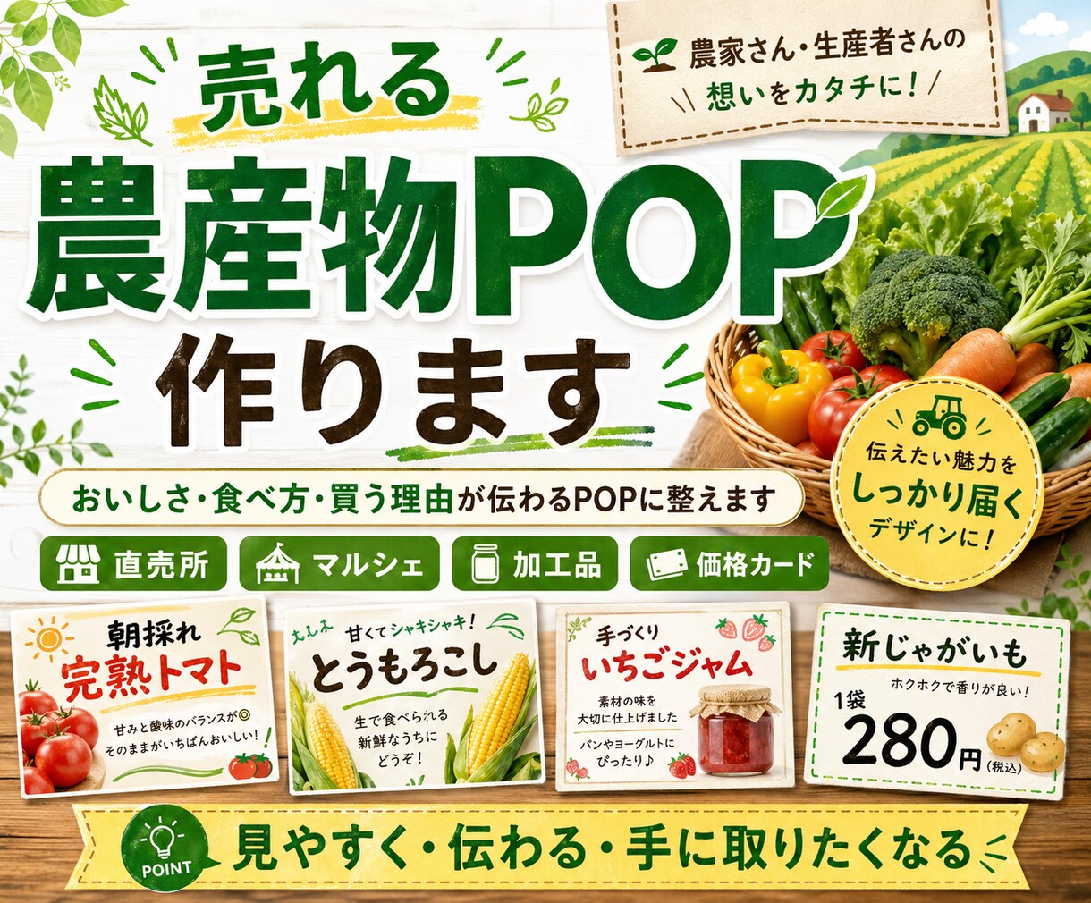 売れる農産物POP作ります おいしさ・食べ方・買う理由が伝わる店頭POPに整えます イメージ4