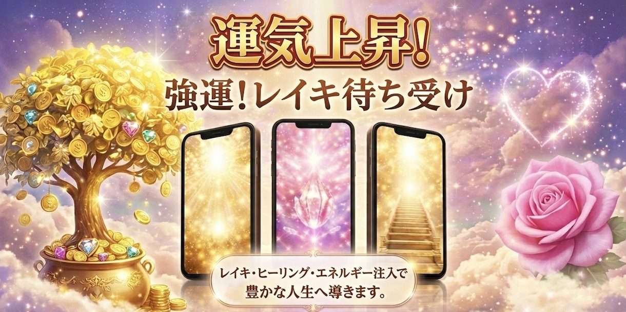 運気まるごと整うレイキ待ち受けお届けします 恋愛・人間関係・仕事など運気全般3枚お選びください イメージ1