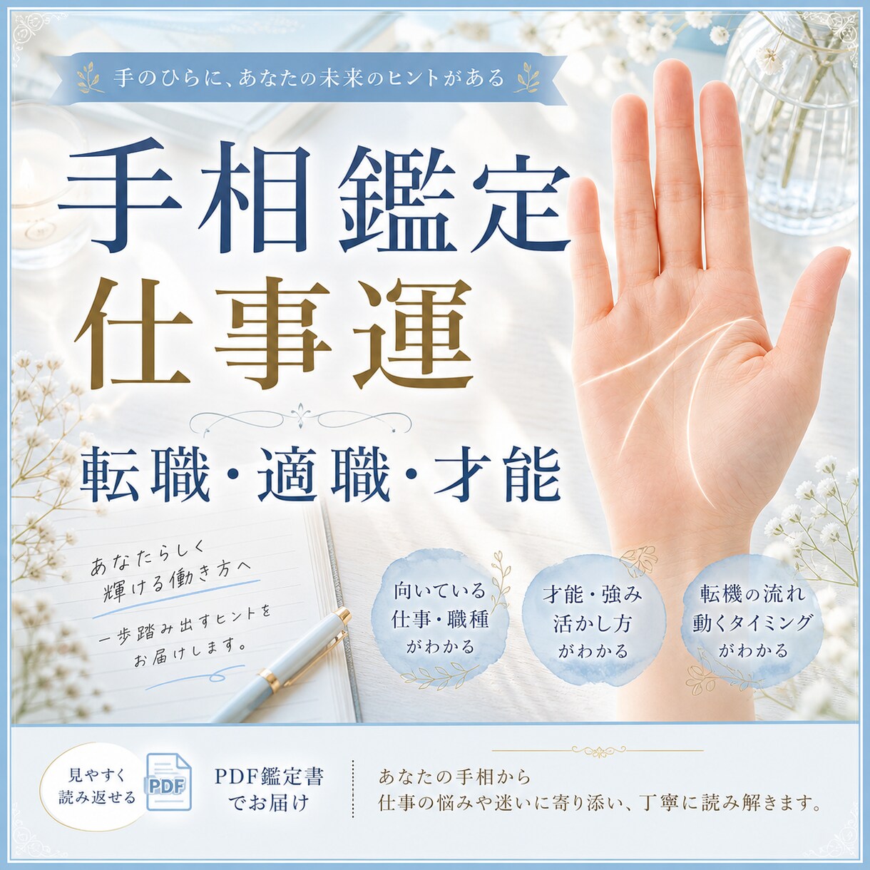 手相鑑定PDF｜転職・適職・仕事運を読み解きます 才能・転機・向く仕事を知りたい方へ イメージ1